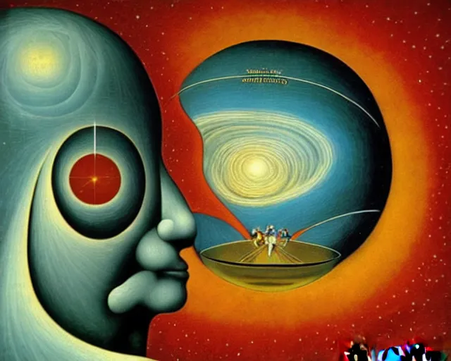 Image similar to universe cosmology mental state, a closeup simple vector pop surrealism, by ( leonardo da vinci ) and rafal olbinski
