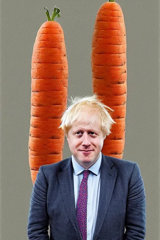 Prompt: portrait of a carrot with boris johnson's head