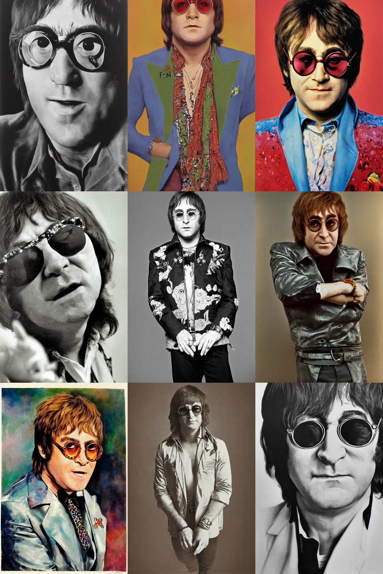 Prompt: Portrait of Elton John Lennon in 1970 by James gurney
