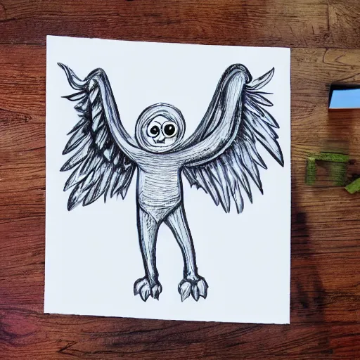 Image similar to monster with 4 wings, child drawing