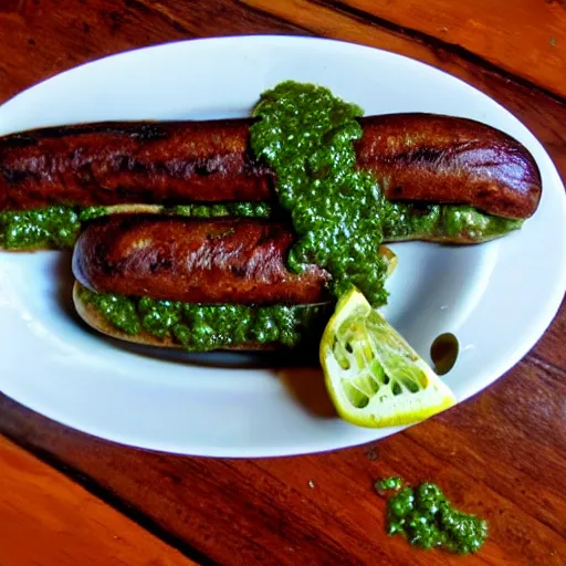 Prompt: choripán with chimichurri