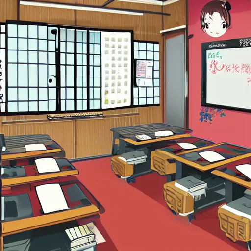 anime japan school class room AI Generated 23035487 Stock Photo at