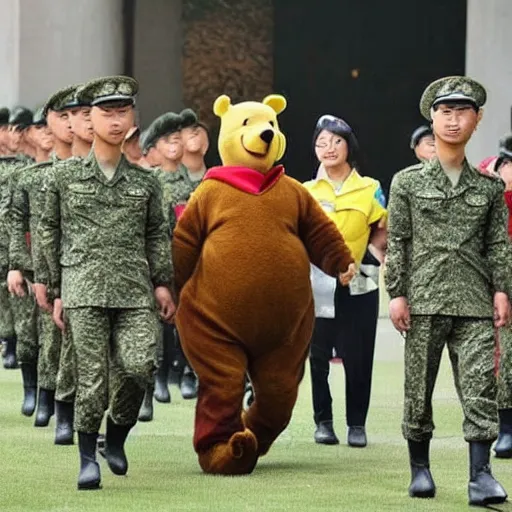 Image similar to winnie the pooh joins the chinese military