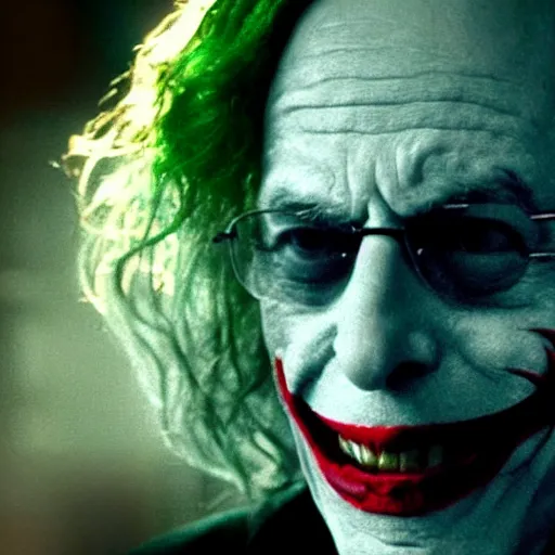 Image similar to stunning awe inspiring bernie sanders as the joker movie still 8 k hdr atmospheric lighting