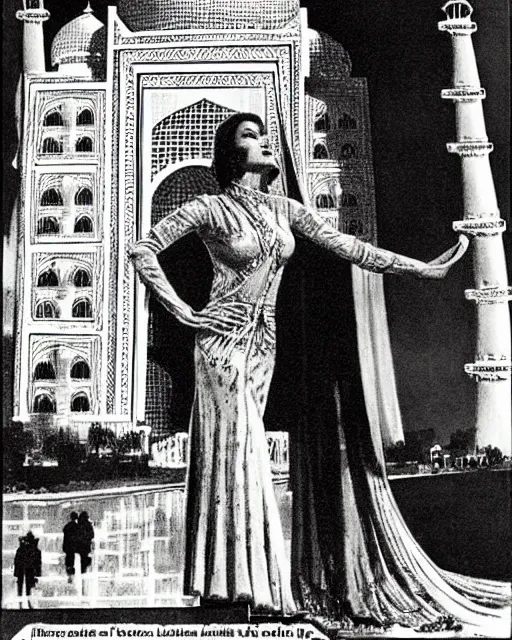 Image similar to tuesday weld visits the taj mahal by virgil finlay