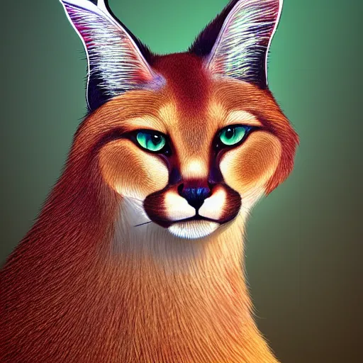 Image similar to an Artstation 3d render of Very very very very highly detailed beautiful mystic photo of cute caracal in the desert, intricate, extremely detailed, digital painting, artstation, concept art, smooth, sharp focus, illustration, intimidating lighting, incredible art,