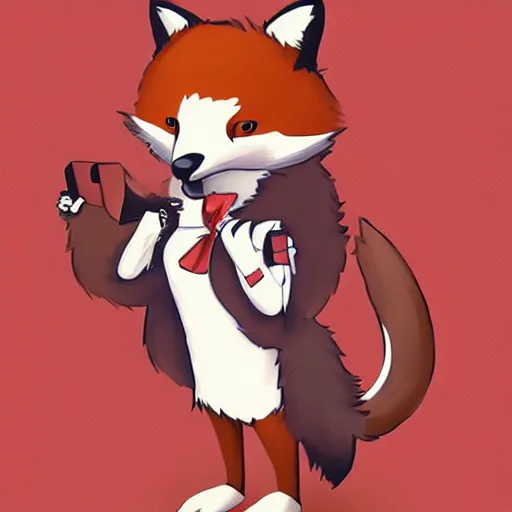 Prompt: an anthropomorphic fox, fursona!!! by kawacy, trending on artstation, full body