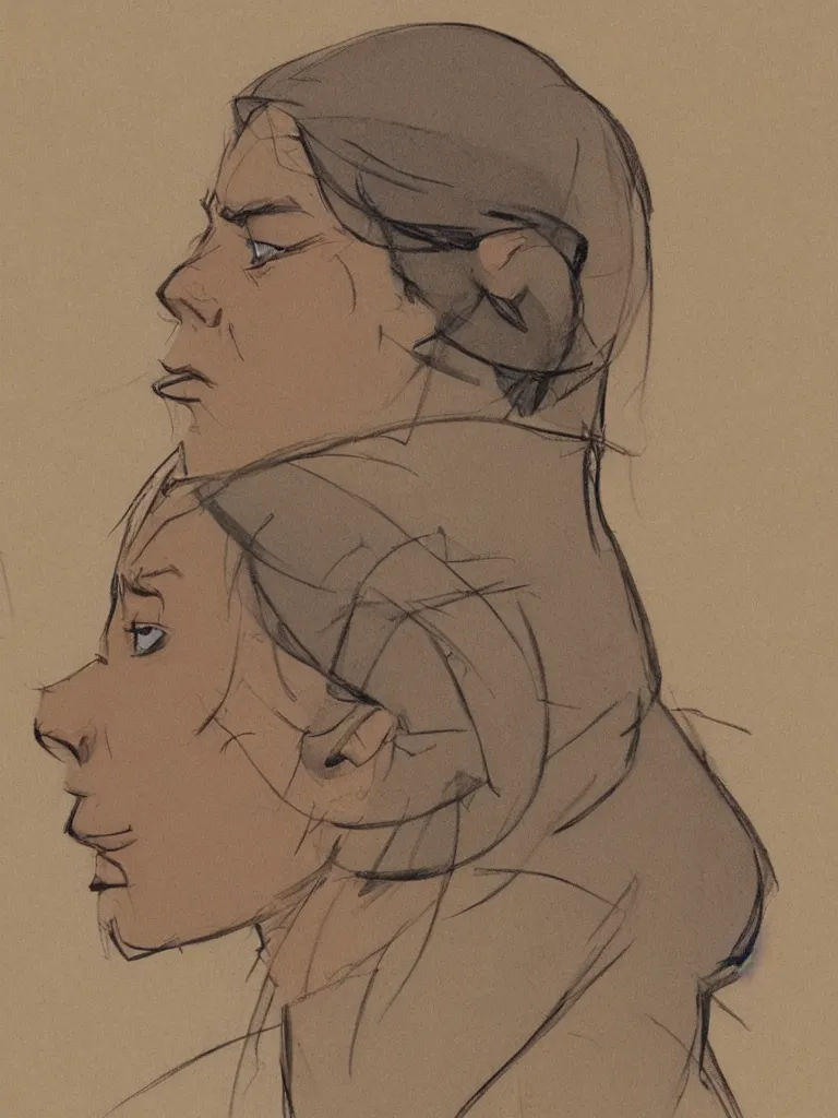 Image similar to face profile by disney concept artists, blunt borders, rule of thirds