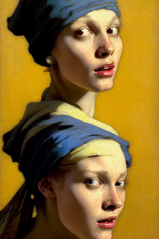 Image similar to full character portrait fallout video game character not the girl with the pearl earring character design, painting by gaston bussiere, katsuya terada, nc wyeth, greg rutkowski, craig mullins, vermeer, frank frazetta, mucha, tom of finland, trending on artstation, jeffery catherine jones