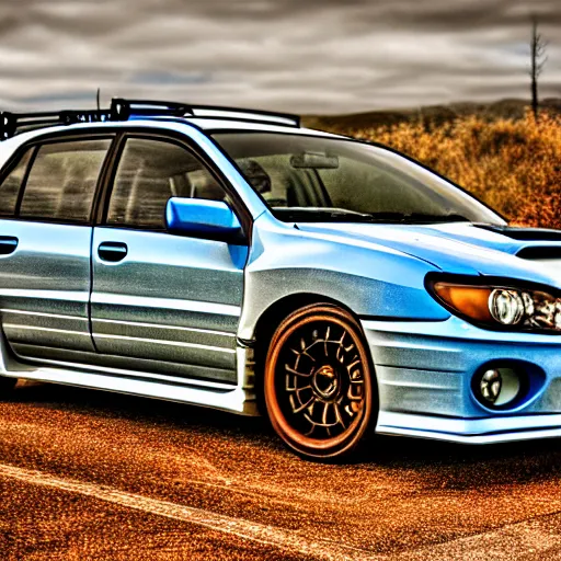 Image similar to velociraptor mongoliensis as wrx impreza, hdr 8 k