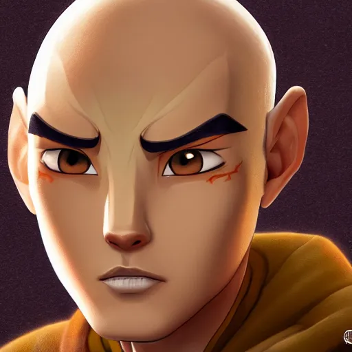 Prompt: portrait of Avatar Aang, digital art, highly detailed, intricate, sharp focus, Trending on Artstation HQ, The Last Airbender concept art, deviantart, unreal engine 5, 4K UHD image