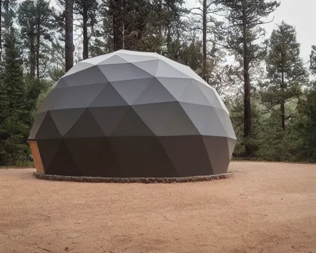 Image similar to modular dome house. there is paradise in heaven. smoky ambience. slight green glow in the very far distance.