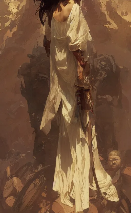 Prompt: a person that is themed like israel, highly detailed, digital painting, artstation, concept art, sharp focus, illustration, art by greg rutkowski and alphonse mucha