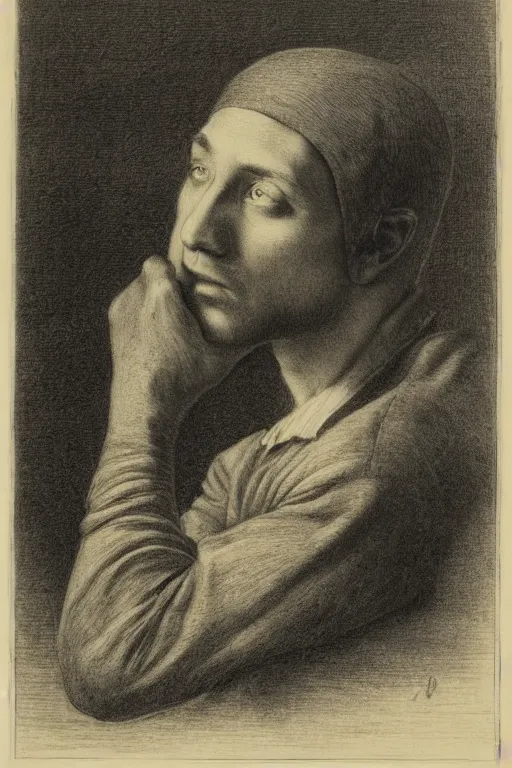 Image similar to portrait of eminem, Gustave Dore lithography