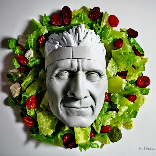 Prompt: julius caesar made of salad, by klaus enrique