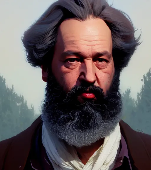 Image similar to highly detailed portrait giga chad karl marx in gta v, stephen bliss, unreal engine, fantasy art by greg rutkowski, loish, rhads, ferdinand knab, makoto shinkai and lois van baarle, ilya kuvshinov, rossdraws, tom bagshaw, global illumination, radiant light, detailed and intricate environment