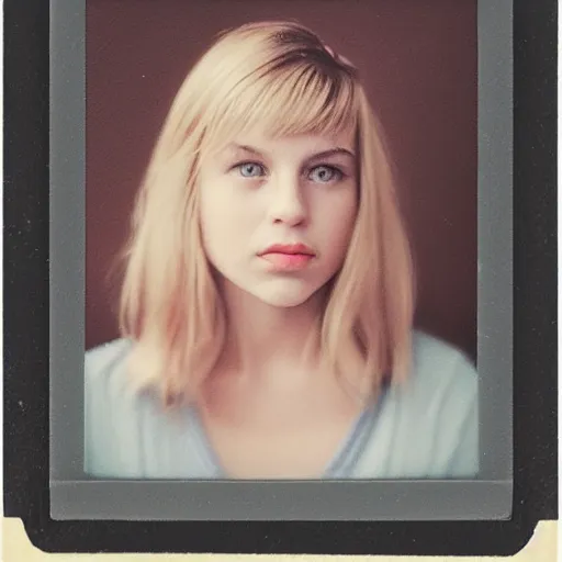 Prompt: portrait of a young blonde girl. Polaroid.
