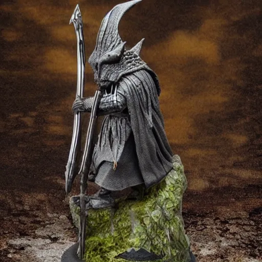 Image similar to 80mm resin figurine of gothmog fromlord of the rings return of the king (2003), scary, tilt shift, award winning, highly textured, very detailed!, dramatic