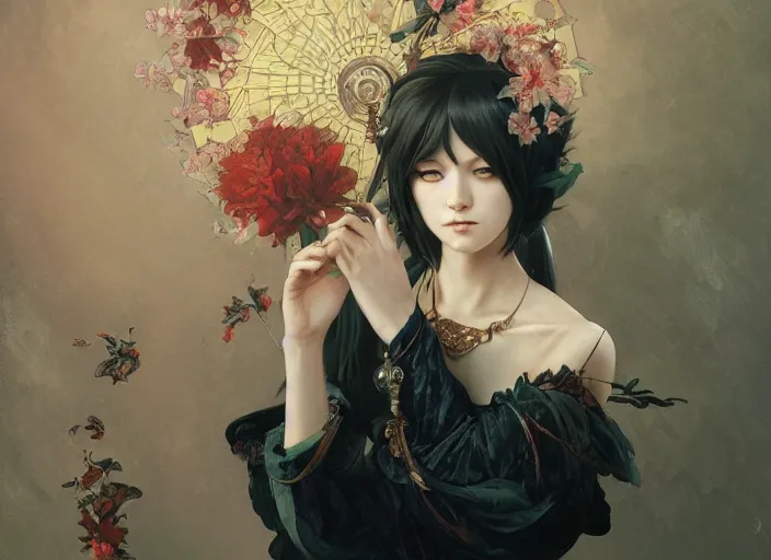 Prompt: feminine yukiko amagi, full body, romanticism, fantasy, intricate, elegant, highly detailed, digital painting, art station, concept art, smooth, sharp focus, oil painting, art by caravaggio and greg rutkowski and alphonse mucha