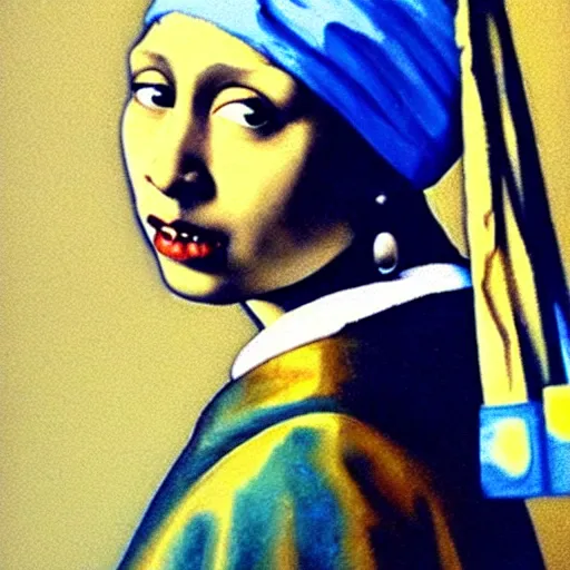 Prompt: Tupac painter as the Girl with a Pearl Earring by Johannes Vermeer