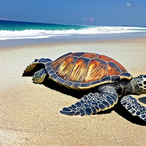 Image similar to a sea turtle on the beach