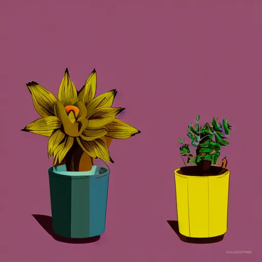 Image similar to flower in a pot but minimalistic concept art by frank stella gilleard james whalen tom, colorful, soft light, trending on artstation, minimalism