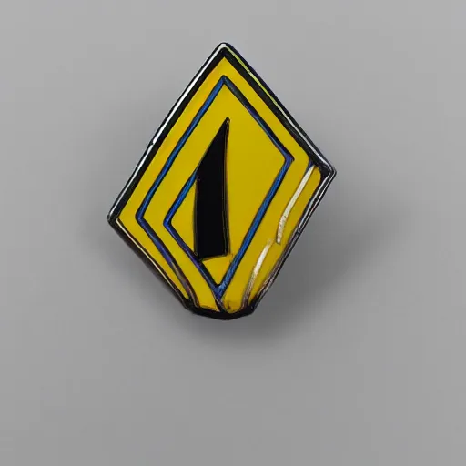 Image similar to a diamond enamel pin depicting a caution hazard, smooth curves