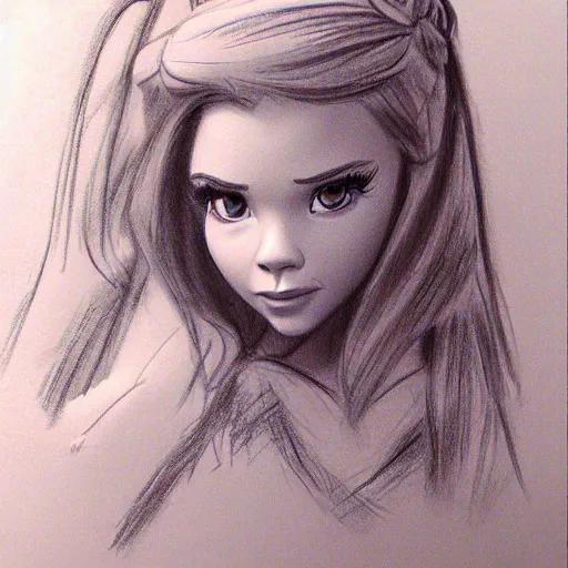 Image similar to milt kahl pencil sketch of chloe grace moretz in disney snow white