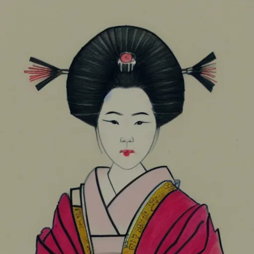 Prompt: a drawing by guido creapax of a geisha