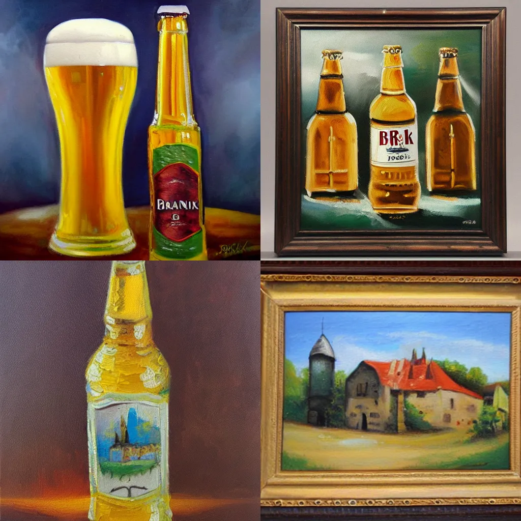 Prompt: Braník beer Oil painting