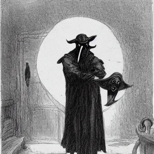 Image similar to plague doctor by charles dana gibson