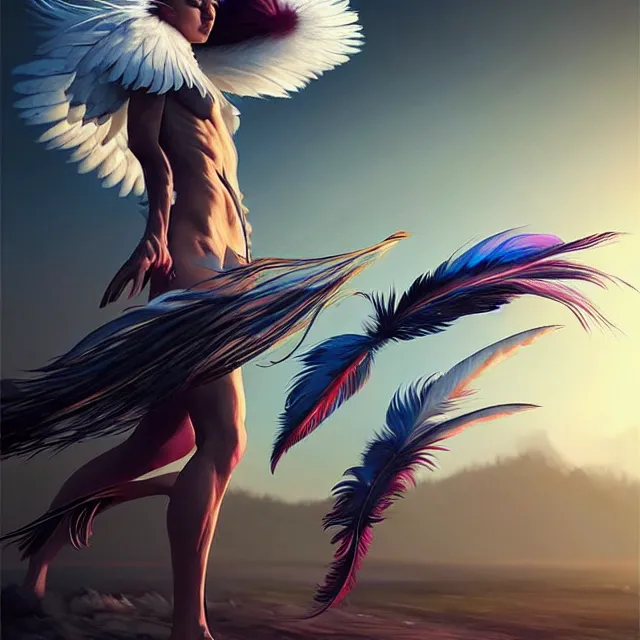 Prompt: epic professional digital art of ‘feathers hit the ground before the weight can leave the air’, best on artstation, cgsociety, wlop, Behance, pixiv, astonishing, impressive, outstanding, epic, cinematic, stunning, gorgeous, much detail, much wow, masterpiece.