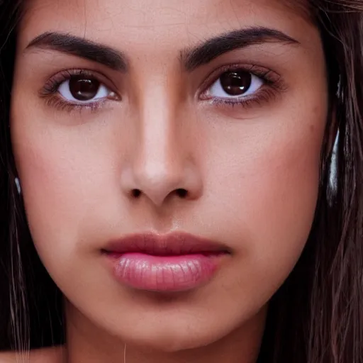 Prompt: an extreme close up photo of a Mexican supermodel female, in her early 20s