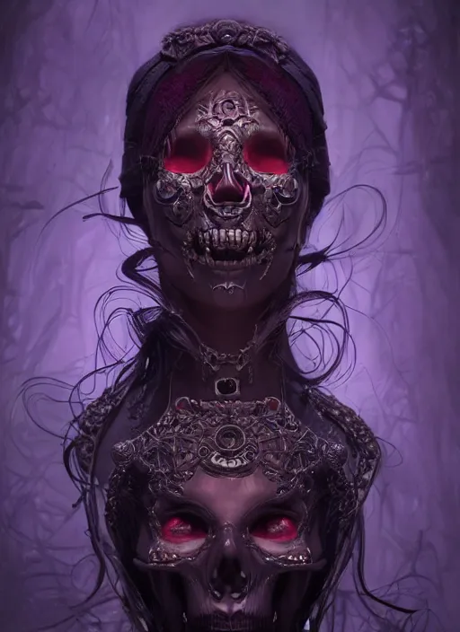 Image similar to inside covens den, diffuse lighting, creepy neon skull hyper ornate wiccan masks, hdrp render, intricate wiccan facial detailing, highly detailed, lifelike, photorealistic, digital painting, artstation, unreal 5, smooth, sharp focus, art by john collier, albert aublet, krenz cushart