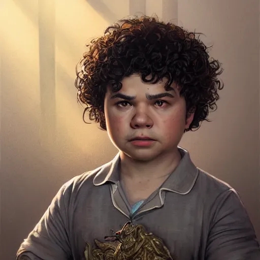 Image similar to gaten matarazzo as e. honda, ultra realistic, concept art, intricate details, eerie, highly detailed, photorealistic, octane render, 8 k, unreal engine. art by artgerm and greg rutkowski and magali villeneuve and alphonse mucha