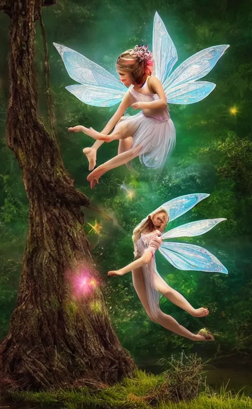 Prompt: fairy dancing, photography, ultra realistic, highly detailed, nature