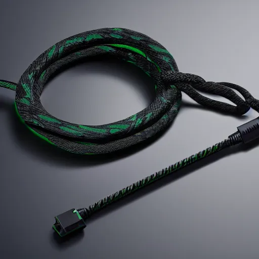 Prompt: gaming razer rgb rope, cinemating photo, high - action angle, professional comercial vibe, 8 k, cgi.