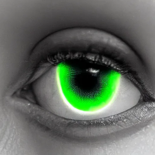 Image similar to neon green eye moving