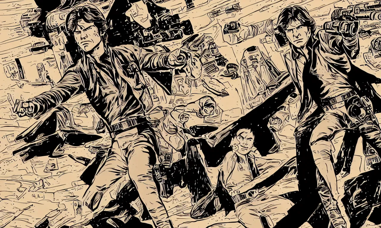 Image similar to han solo, graphic novel style