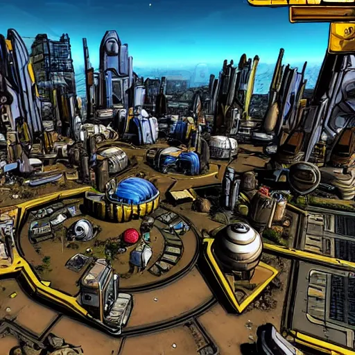 Image similar to a hyperion mega city in borderlands