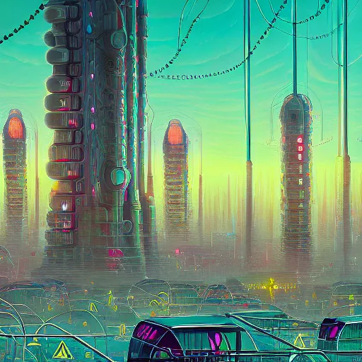 Image similar to beautiful painting of anemone city in the dreams of a mainframe in the style of Simon Stålenhag and H. R. Giger, detailed, trending on Artstation