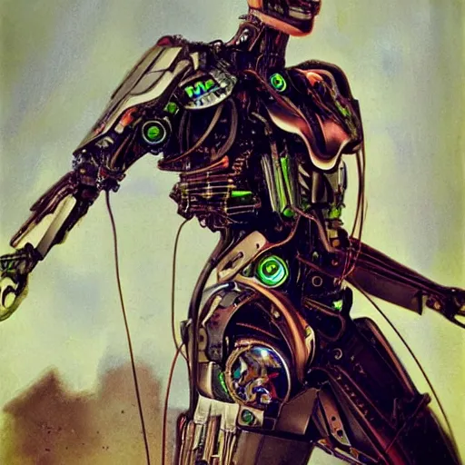 Prompt: beutiful cyborg, alfred kelsner, artstaition, epic composition