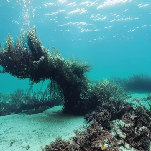 Prompt: underwater spacecraft in seaweed forest