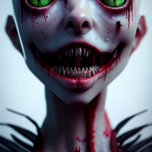 Image similar to cute vampire, ultra realistic, concept art, intricate details, dark vibe, highly detailed, photorealistic, octane render, 8 k, unreal engine,