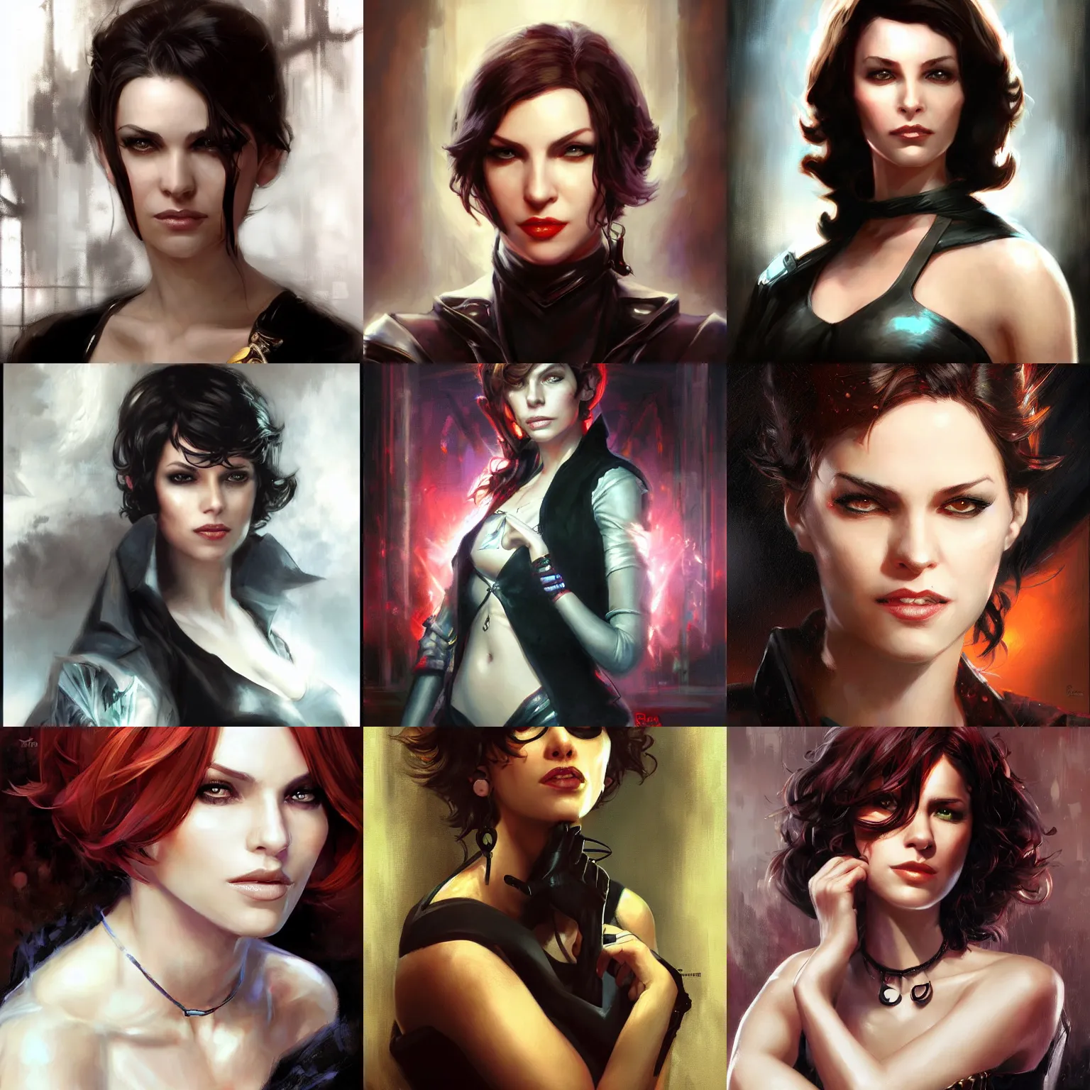 Prompt: Selina, the game designer, portrait by Raymond Swanland