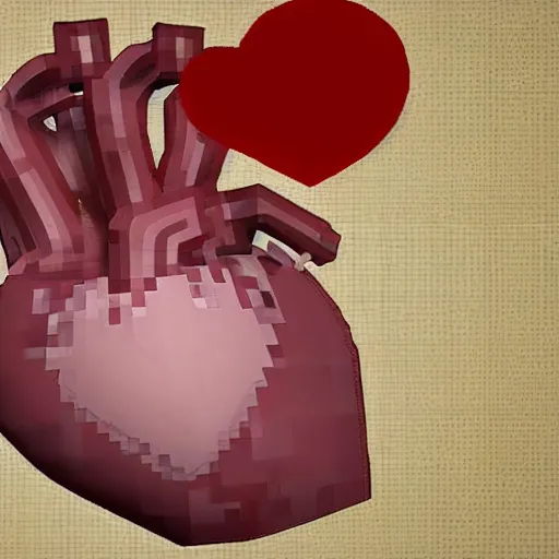 Prompt: anatomical heart with realistic blood in minecraft clickbait youtube thumbnail