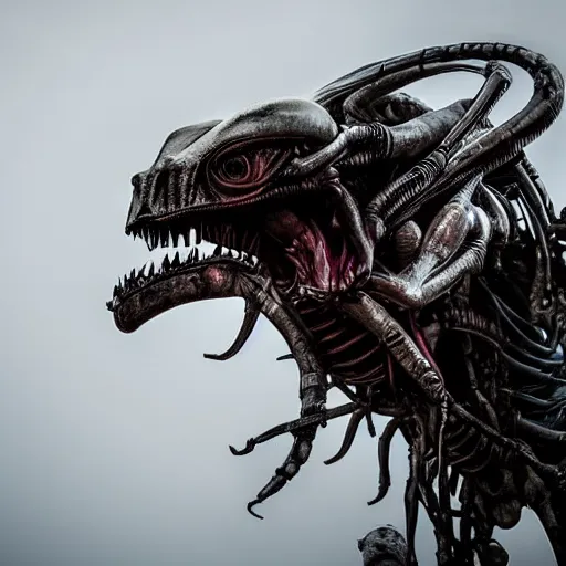 Prompt: alien predator, dramatic shot, scary, eery,