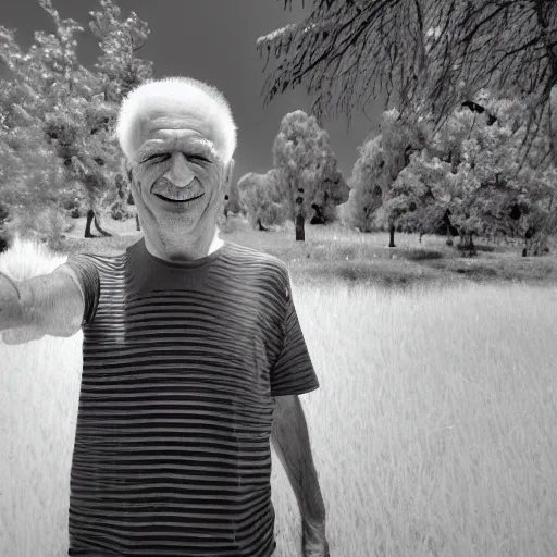 Image similar to infrared image of a smiling old man