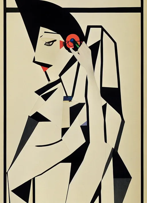 Image similar to constructivism monumental graphic super flat style figurative detailed portrait by avant garde painter and leon bakst, illusion surreal art, highly conceptual figurative art, intricate detailed illustration drawing, controversial poster art, geometrical drawings, no blur