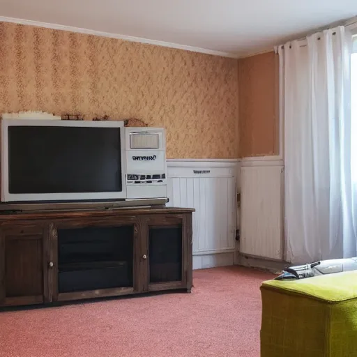 Image similar to a completley dark room with an old tv in the middle giving off a faint glow,